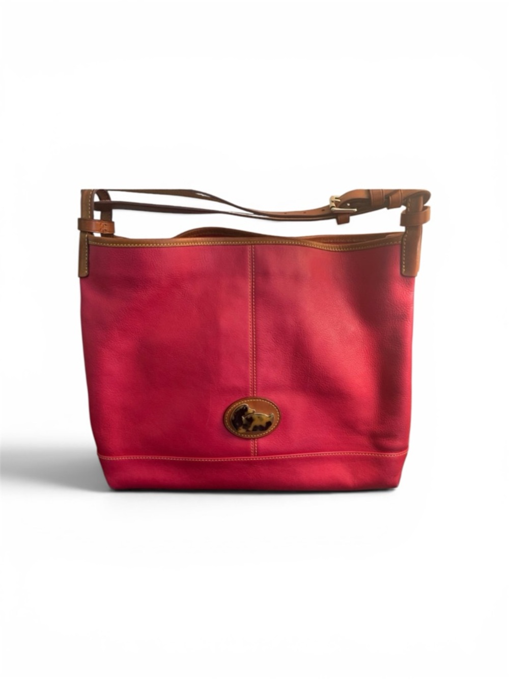 Dooney & Bourke Hot Pink Leather Shoulder Bag with Tan Trim